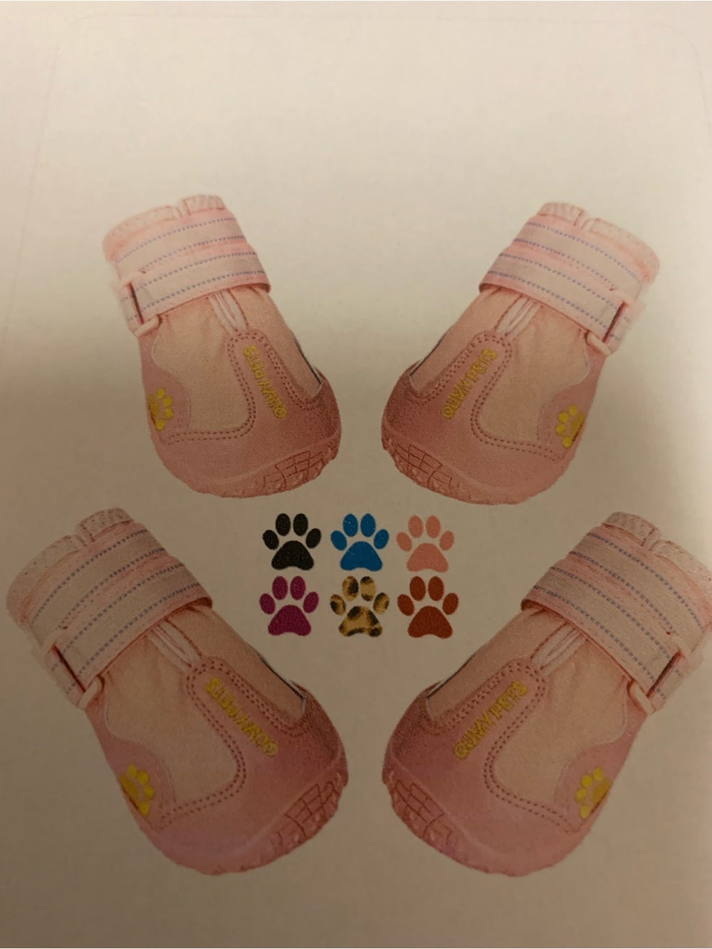 PawProtect Pink Dog Boots - Pack of 4. Qumy Dog Shoes size 1